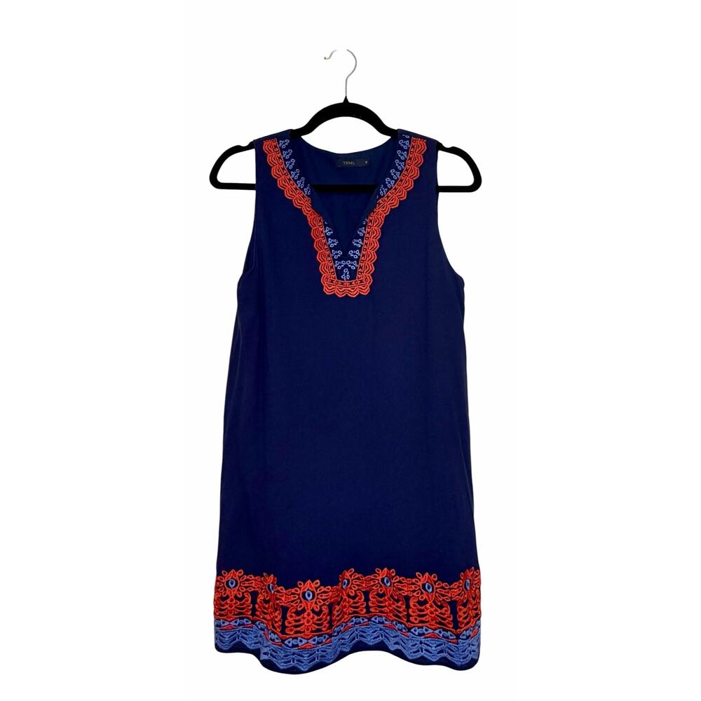 THML Embroidered Boho A-Line Dress M Swing Sundress